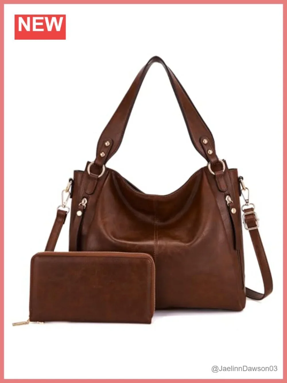 Faux Leather Hobo Handbag & Wallet Set, RFID Blocking, Tote Shoulder Bag